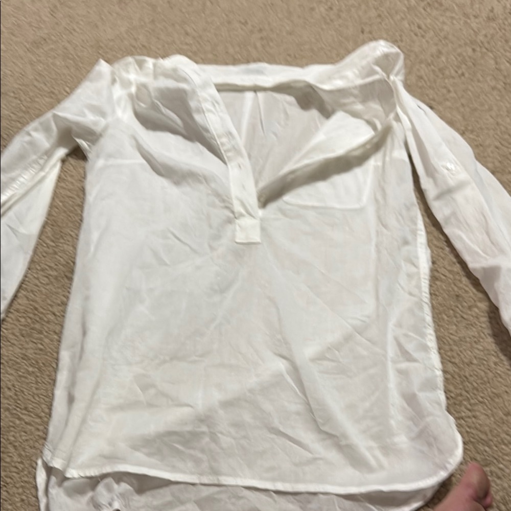 GAP White Long Sleeve Polo Blouse